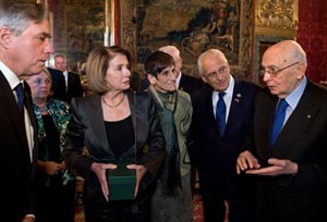 Nancy Pelosi and Congressiona delegation meets Giorgio Napolitano